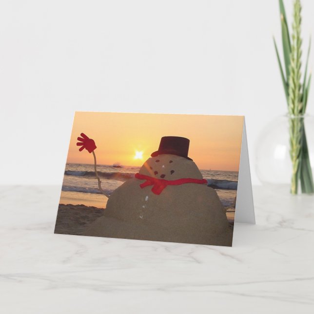 Cartão De Festividades Tropical Snowman (Frente)