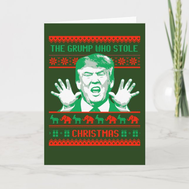 Cartão De Festividades Trump Christmas - O Grump que roubou o Natal. (Frente)