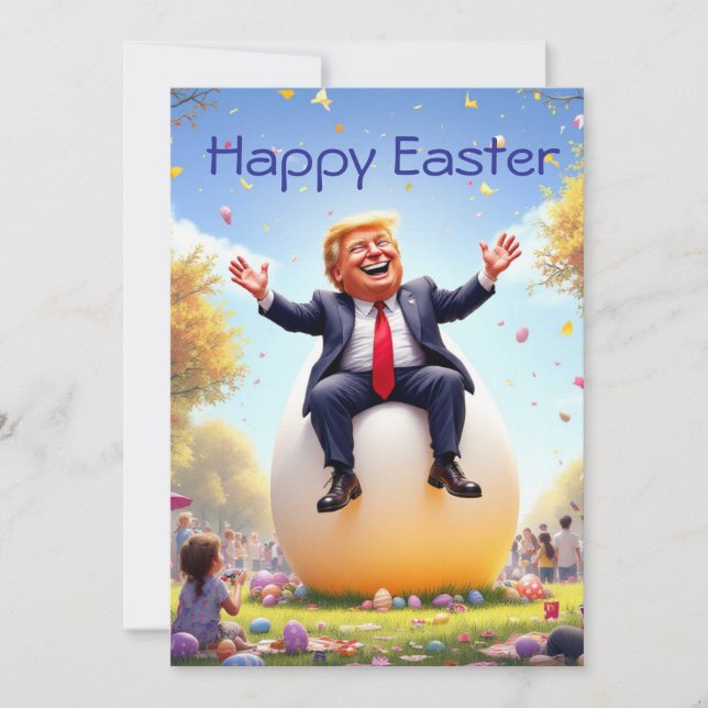 Cartão De Festividades Trump e ovo grande (Frente)