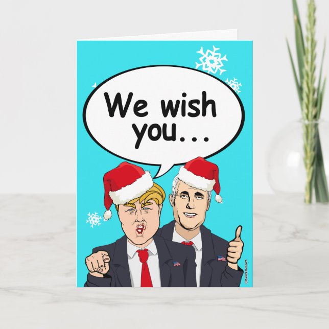 Cartão De Festividades Trump Pence Christmas Card - Desejamos-lhe amereo  (Frente)