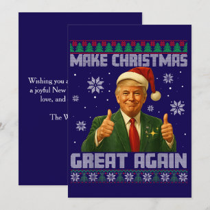 Cartão De Festividades Trump Torna Excelente de Natal Azul Escuro Novamen
