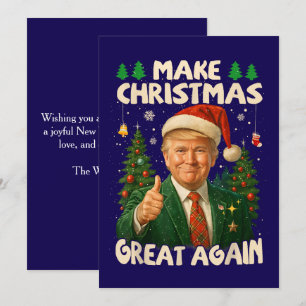 Cartão De Festividades Trump Torna Excelente de Natal Azul Escuro Novamen
