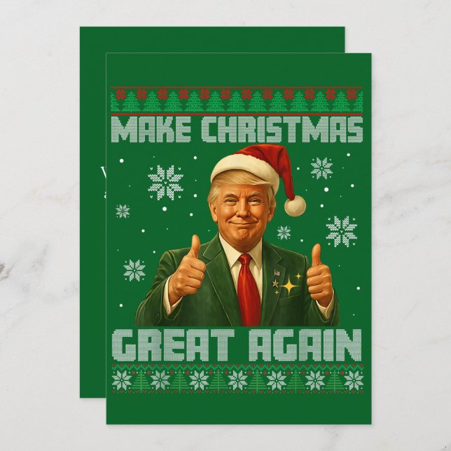 Cartão De Festividades Trump Torna o Excelente de Natal Verde novamente (Frente/Verso)