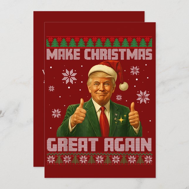 Cartão De Festividades Trump Ugly Xmas Sweater Faz Excelente De Natal Nov (Frente/Verso)
