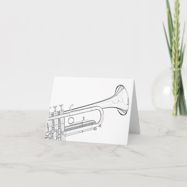 Cartão De Festividades Trumpet Drawing Greeting Cards (Frente)