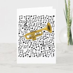 Cartão De Festividades Trumpet Musical Notes Trumpeter Brass Musical