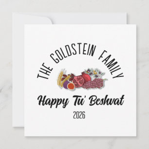 Cartão De Festividades Tu beshvat Jewish Holiday Nome da Família Personal