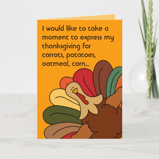 Cartão De Festividades Tucker Turkey Vegetarian Thanksgiving Card (Frente)