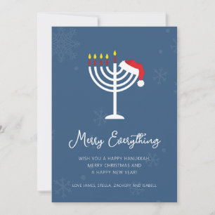 Cartão De Festividades Tudo de Natal Hanukkah Alegre Moderno