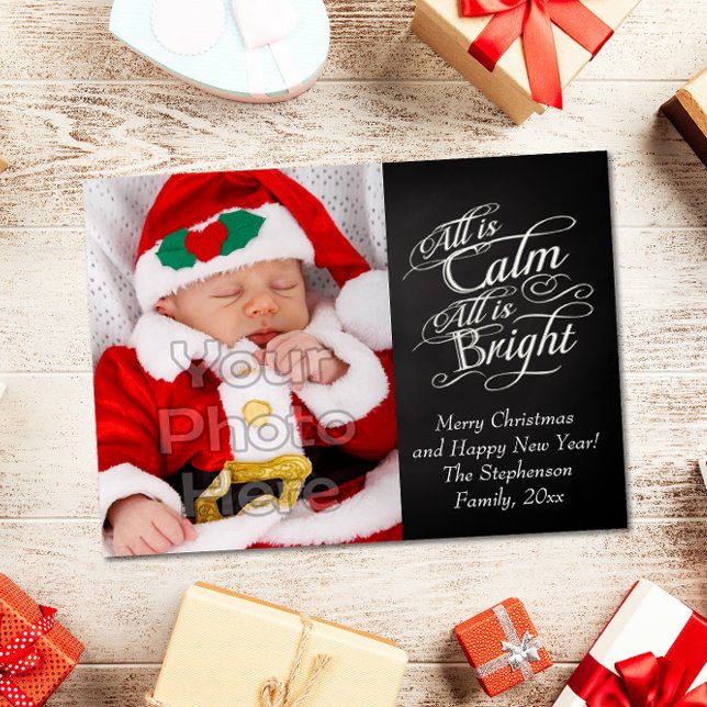 Cartão De Festividades Tudo é Foto de Natal Calm e Bright Chalkboard (Criador carregado)