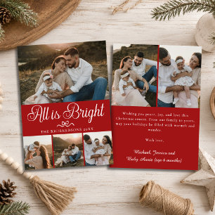 Cartão De Festividades Tudo Está Brilhante Natal Vermelho Multi Foto Nata