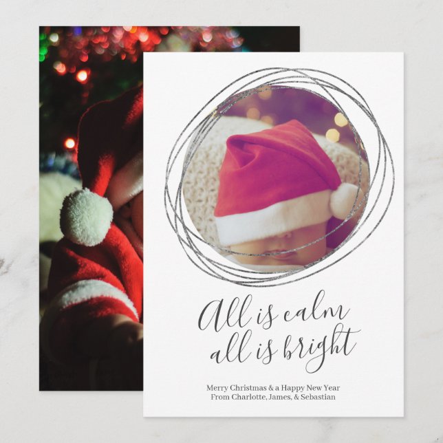 Cartão De Festividades Tudo Está Calmo É Um Bom Natal Personalizado (Frente/Verso)