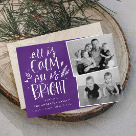 Cartão De Festividades Tudo está Calmo Tudo está Brilhante Púrpura 2 Foto