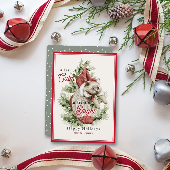 Cartão De Festividades Tudo não é um gato tranquilo no Natal (Criador carregado)