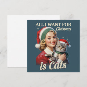 Cartão De Festividades Tudo o que Quero no Natal são Gatos Amante de Gato