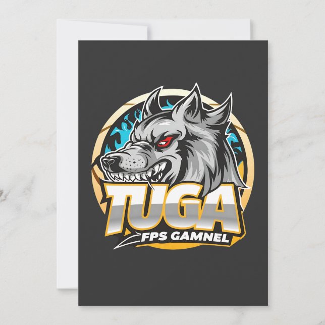 Cartão De Festividades TUGA Wolf Gaming Logo Esports Style (Frente)