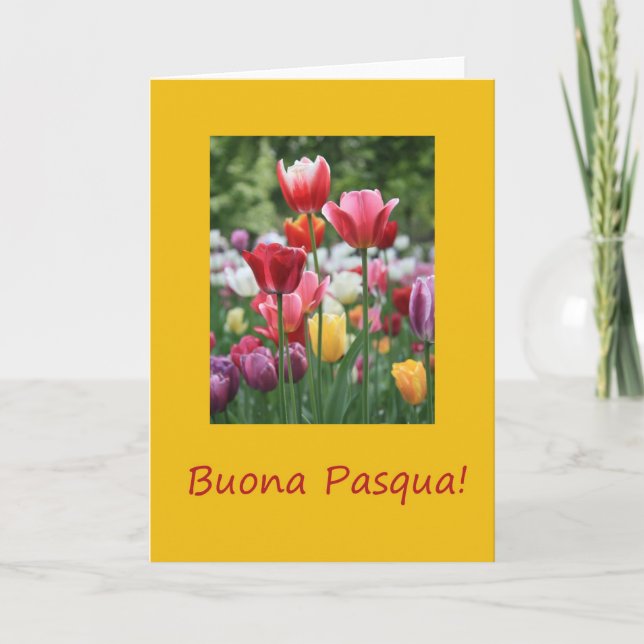 Cartão De Festividades Tulipas de Páscoa italianas (Frente)