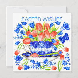 Cartão De Festividades Tulipas e Primavera Teacup