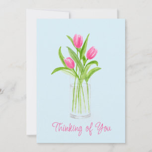 Cartão De Festividades Tulipas em Água Pintada Floral de Aquarela