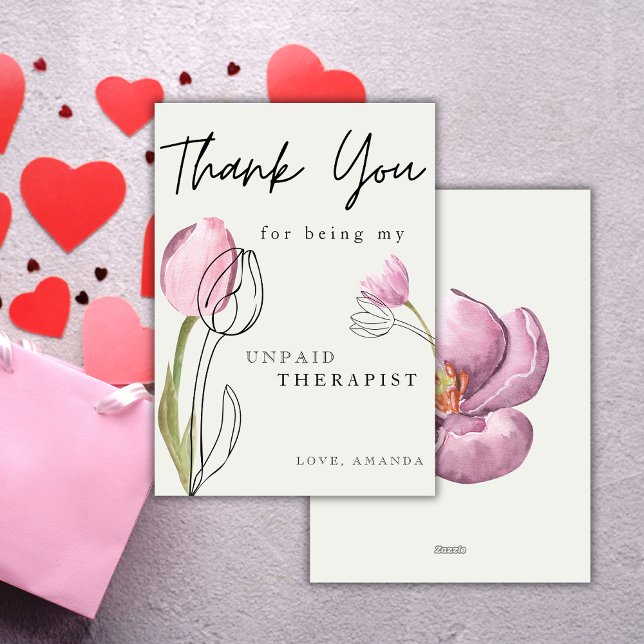 Cartão De Festividades Tulipas Fofas Aquarela Amiga Divertida (Criador carregado)