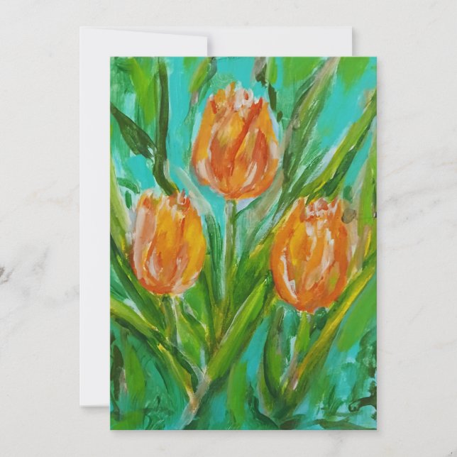 Cartão De Festividades Tulipas Laranja (Frente)
