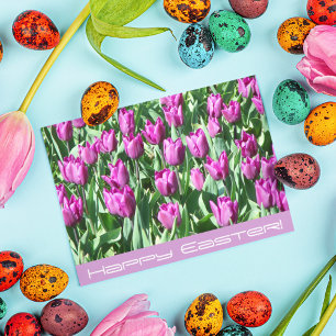 Cartão De Festividades Tulipas Roxas Florais da Páscoa
