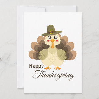 Cartão De Festividades Turkey Thanksgiving Simple Minimalistic Cartoon