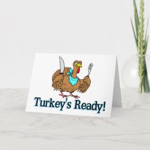 Cartão De Festividades Turkeys Pronto para Ação de Graças