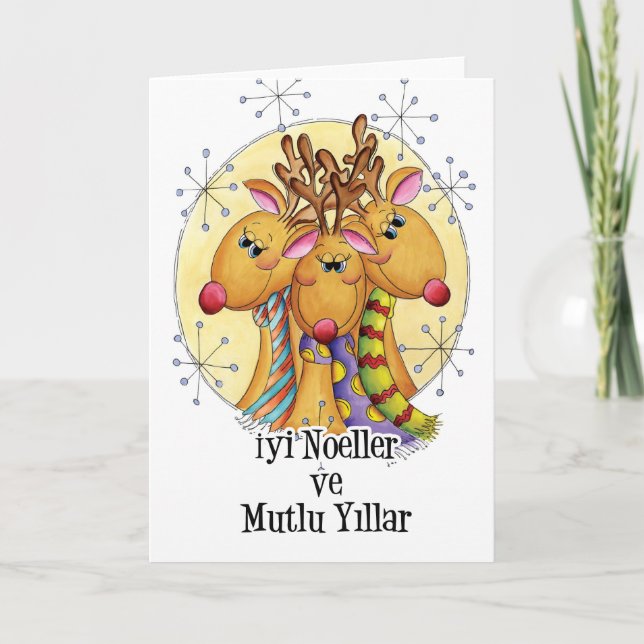 Cartão De Festividades Turkish Christmas Card - Reindeer - İyi Noeller ve (Frente)