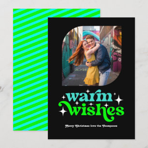 Cartão De Festividades Turquesa e Verde-Limão Moderno Natal Retro Foto