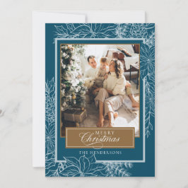 Cartão De Festividades Turquesa - Foto de Natal Feliz Botânico