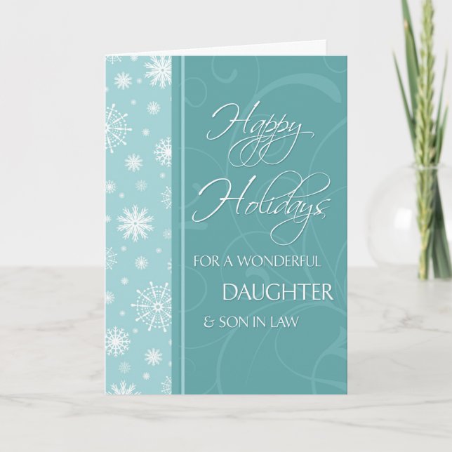 Cartão De Festividades Turquoise Happy Holidays Christmas Card (Frente)