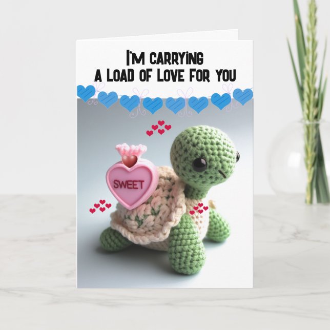 Cartão De Festividades Turtle Love Happy Valentines Day (Frente)