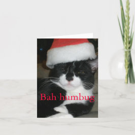 Cartão De Festividades Tuxedo Cat em Santa Hat