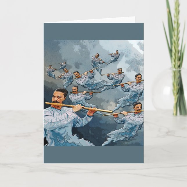 Cartão De Festividades Twelve Days of Christmas - Eleven Pipers Piping (Frente)