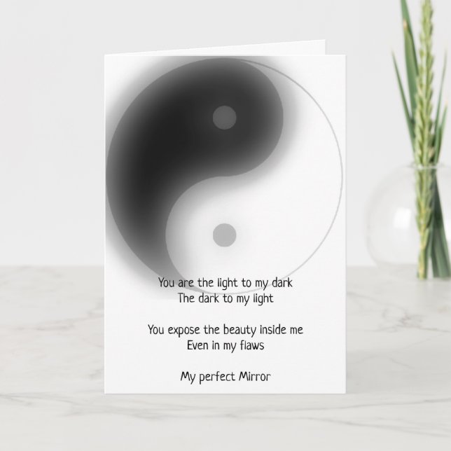 Cartão De Festividades Twin Flame Soulmates My Mirror Yin Yang Poem (Frente)