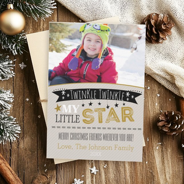 Cartão De Festividades Twinkle Twinkle My Little Star PhotoChristmas Card (Photo Christmas cad with twinkle little star theme.)