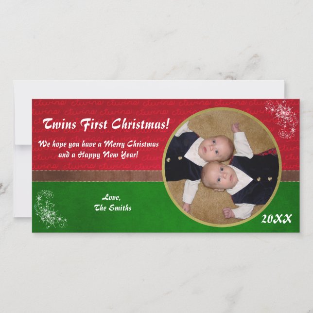Cartão De Festividades Twins First Christmas Card (Frente)