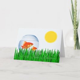 Cartão De Festividades Two Goldfish Sun Spring Equinox Tall Grass