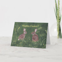Two Happy Bunny Rabbits Easter Greeting Cards