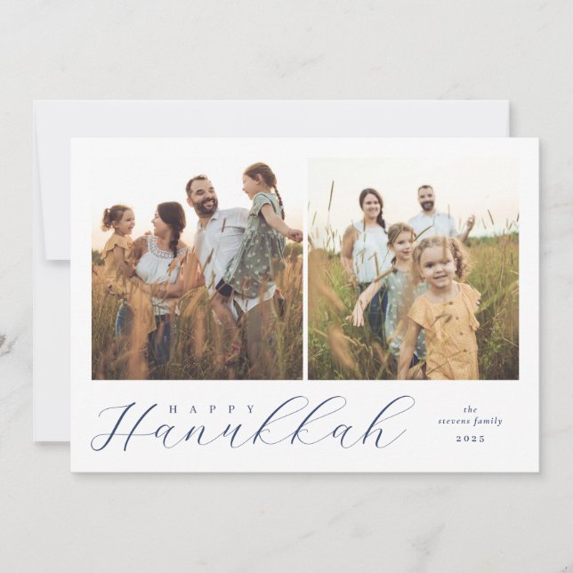 Cartão De Festividades Two Photo Modern Hanukkah (Frente)
