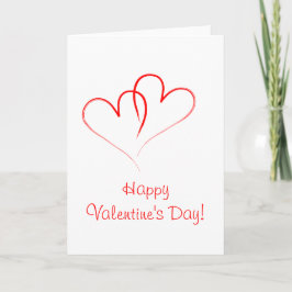 Cartão De Festividades Two red hearts - Happy valentine's day!