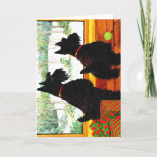 Cartão De Festividades Two Scotty Dogs at Christmas