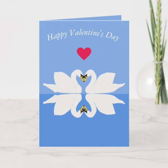 Cartão De Festividades Two Swans heart Valentine's Card (Frente)