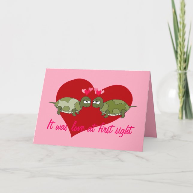 Cartão De Festividades Two Turtles in Love Customizable Valentine Card (Frente)