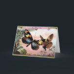 Cartão De Festividades Two Vintage Butterflies Card<br><div class="desc">Vintage butterfly illustration from a victorian era trade card. This card is customizable including the small text at the top "Happy Mother's Day".</div>