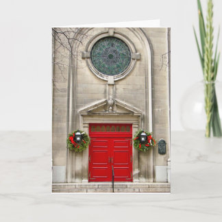 Cartão De Festividades Two Wreaths and Red Door/Holiday Greeting Card