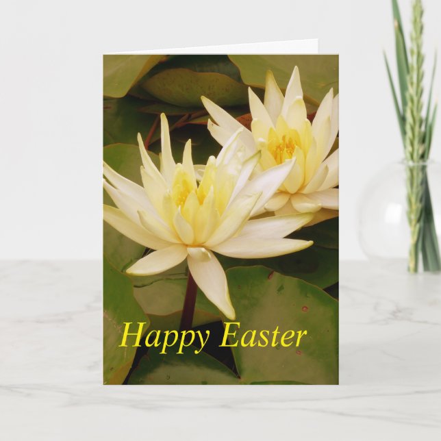 Cartão De Festividades Two Yellow Water Lilies Easter Card (Frente)