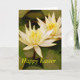 Cartão De Festividades Two Yellow Water Lilies Easter Card