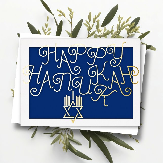 Cartão De Festividades Typografia Design Happy Hanukkah (Criador carregado)